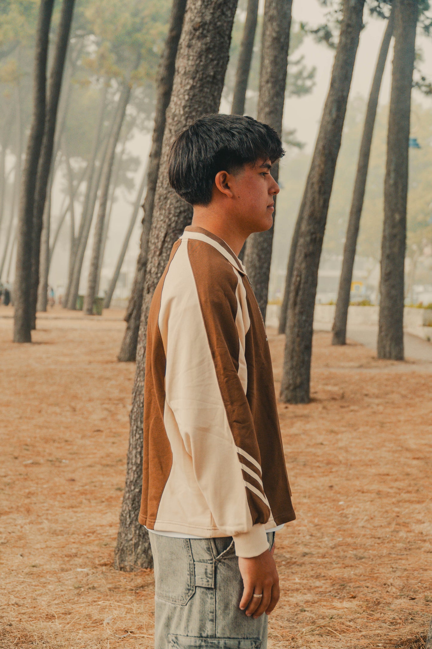 RACING BROWN POLO CREWNECK