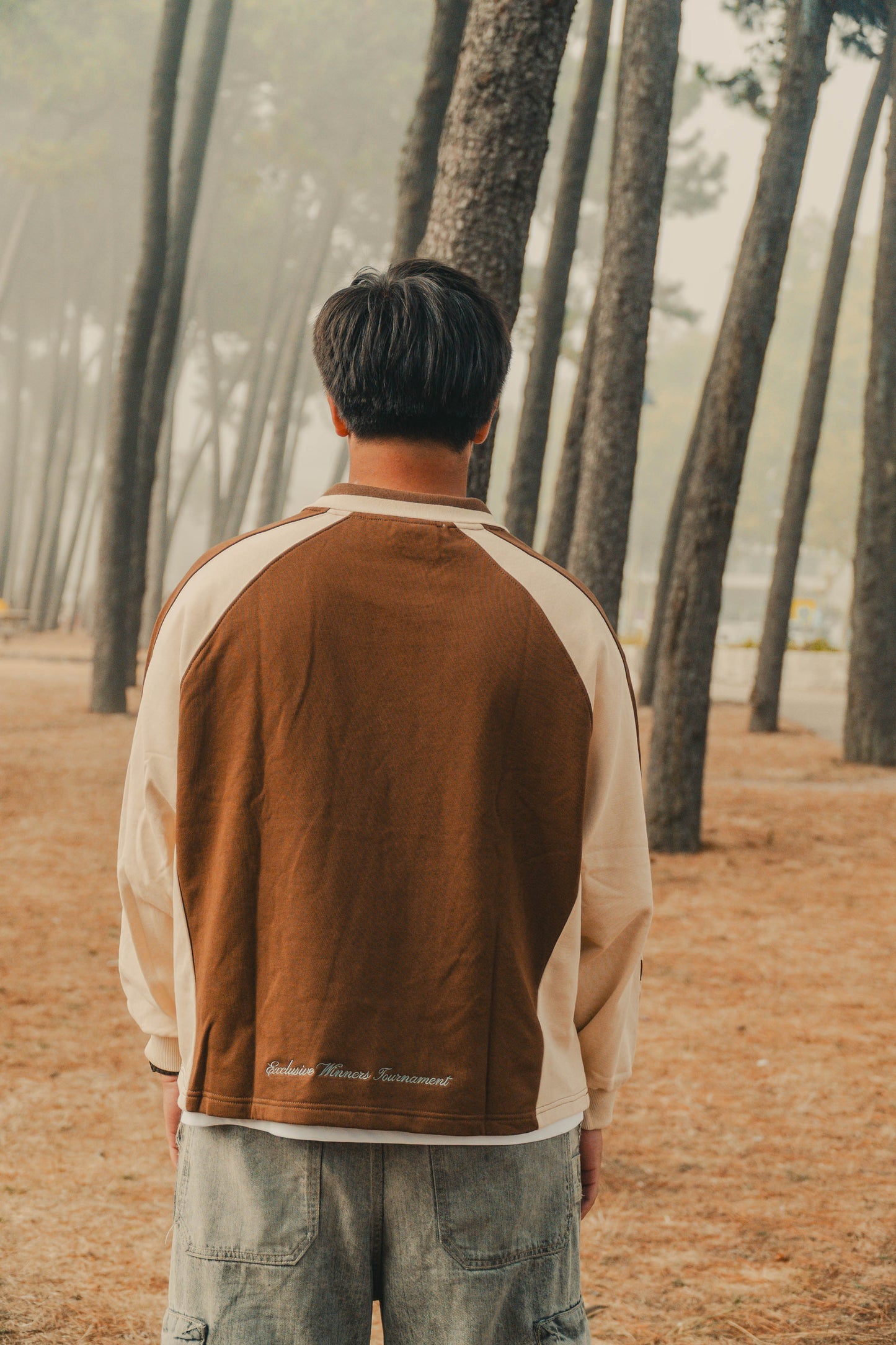 RACING BROWN POLO CREWNECK