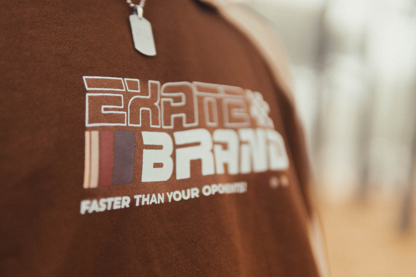 RACING BROWN POLO CREWNECK
