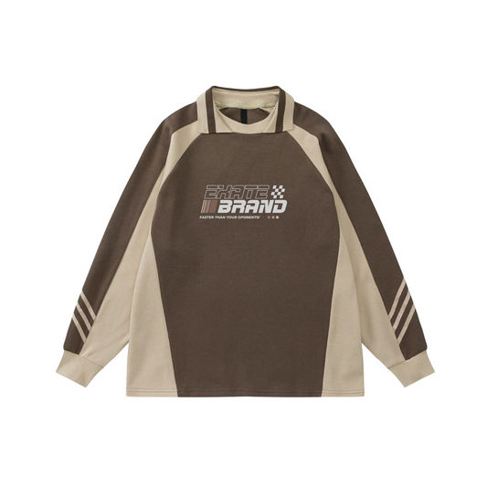 RACING BROWN POLO CREWNECK