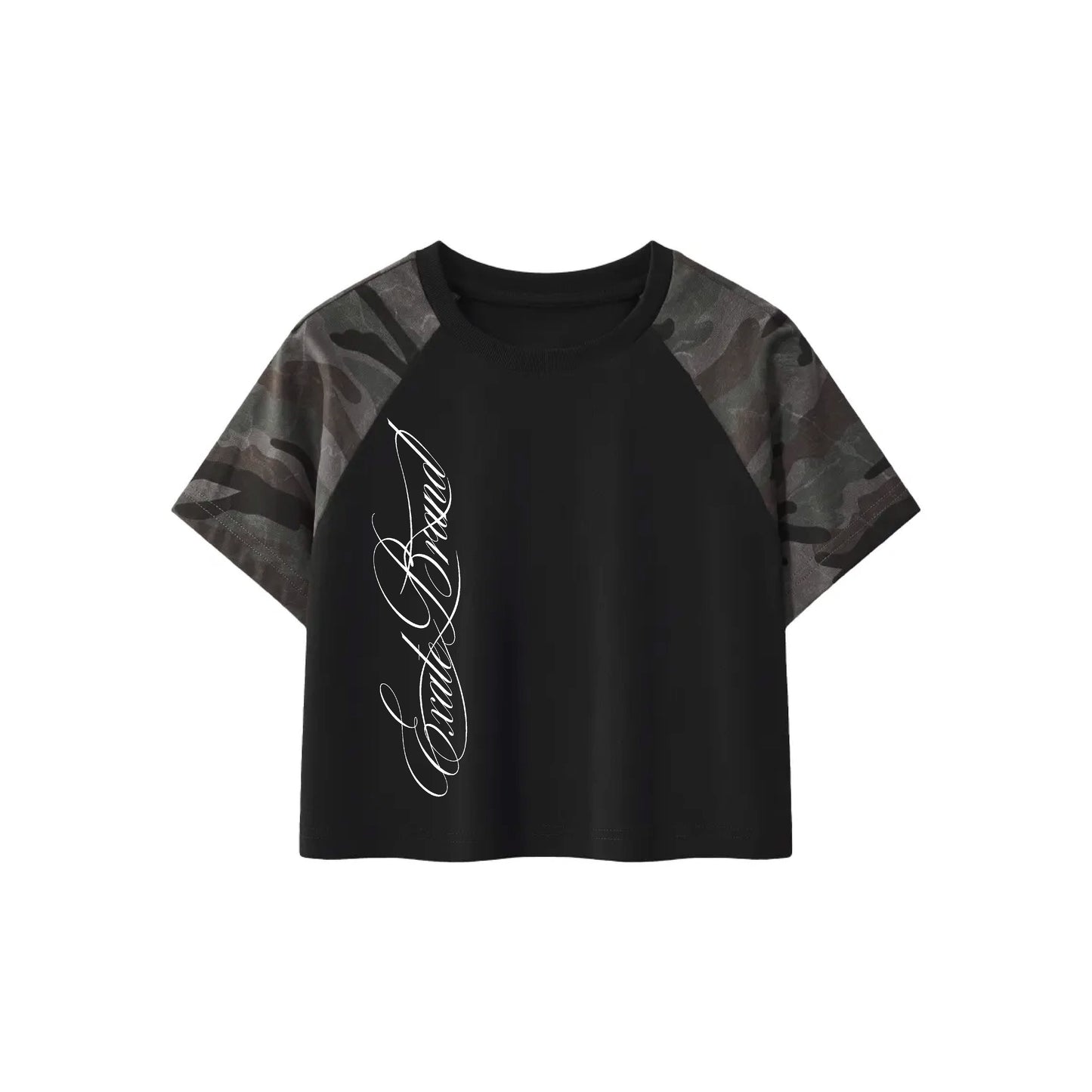 QUILL BLACK-CAMO CROP TEE