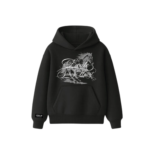 SAVAGE HEART BLACK BOXY HOODIE